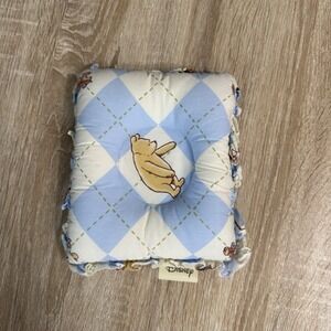 VTG Disney Winnie The Pooh Cushion Pillow Pastel Nursery Blue Argyle 6.5"